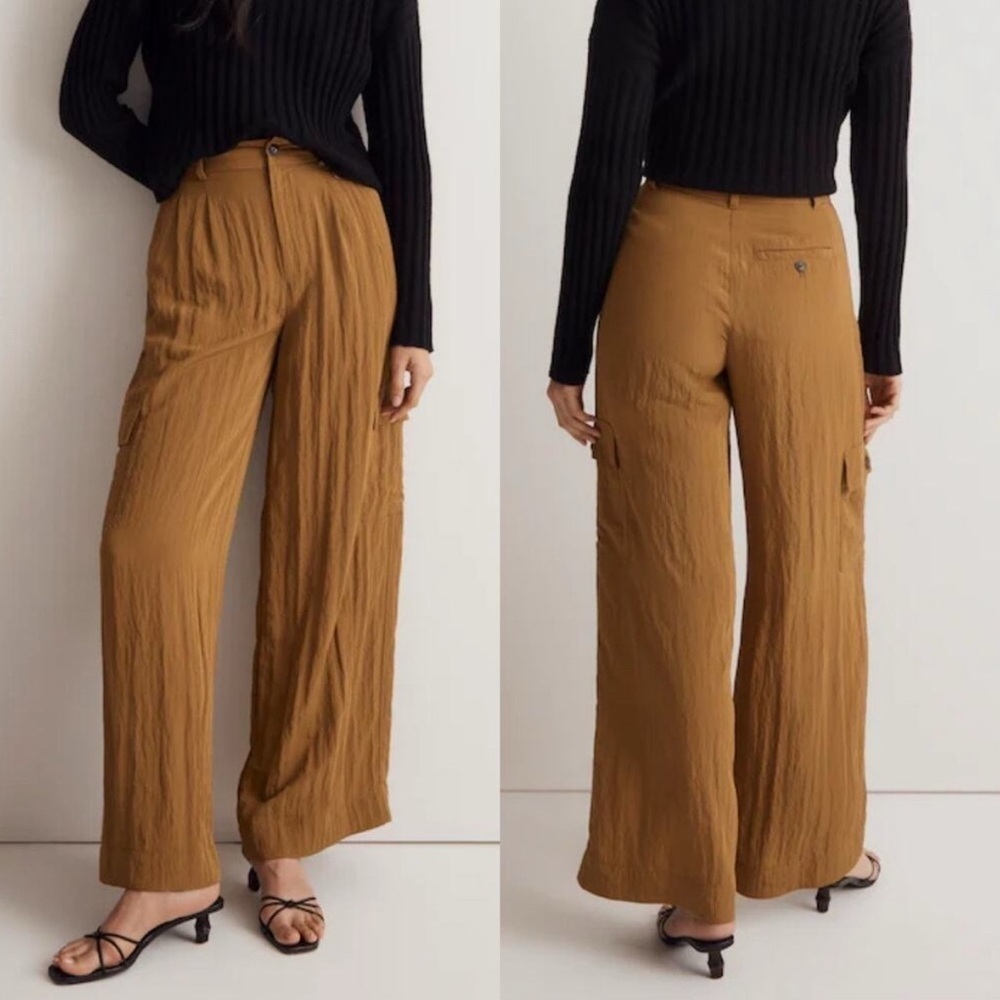 Madewell Wide Leg Cargo Harlow Trouser Viscose Blend Pants Sz 12